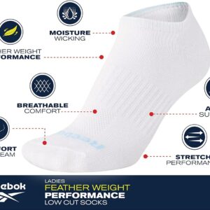 Reebok Women's Athletic Socks - Performance Low Cut Socks (6 Pack), Size 4-10, White/Black/Grey