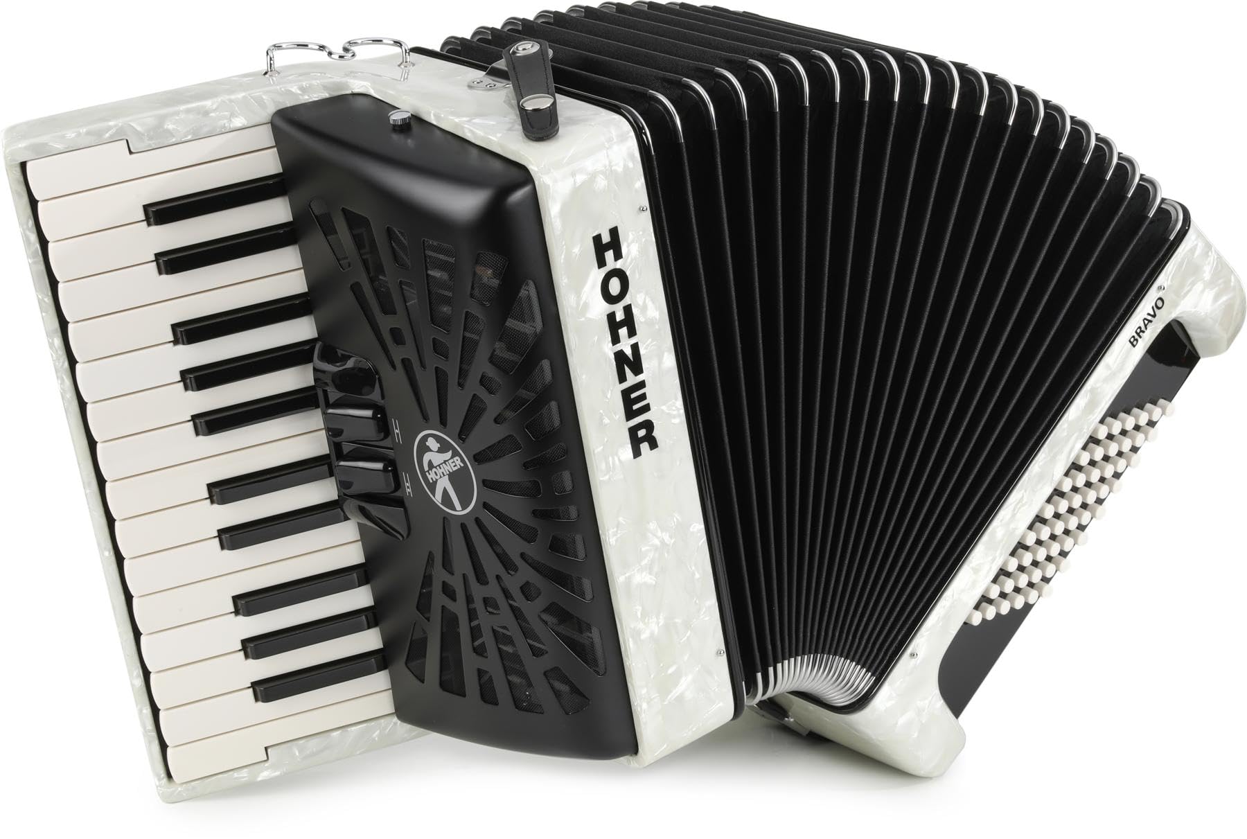 Hohner Bravo II 48 Chromatic Piano Key Accordion - White