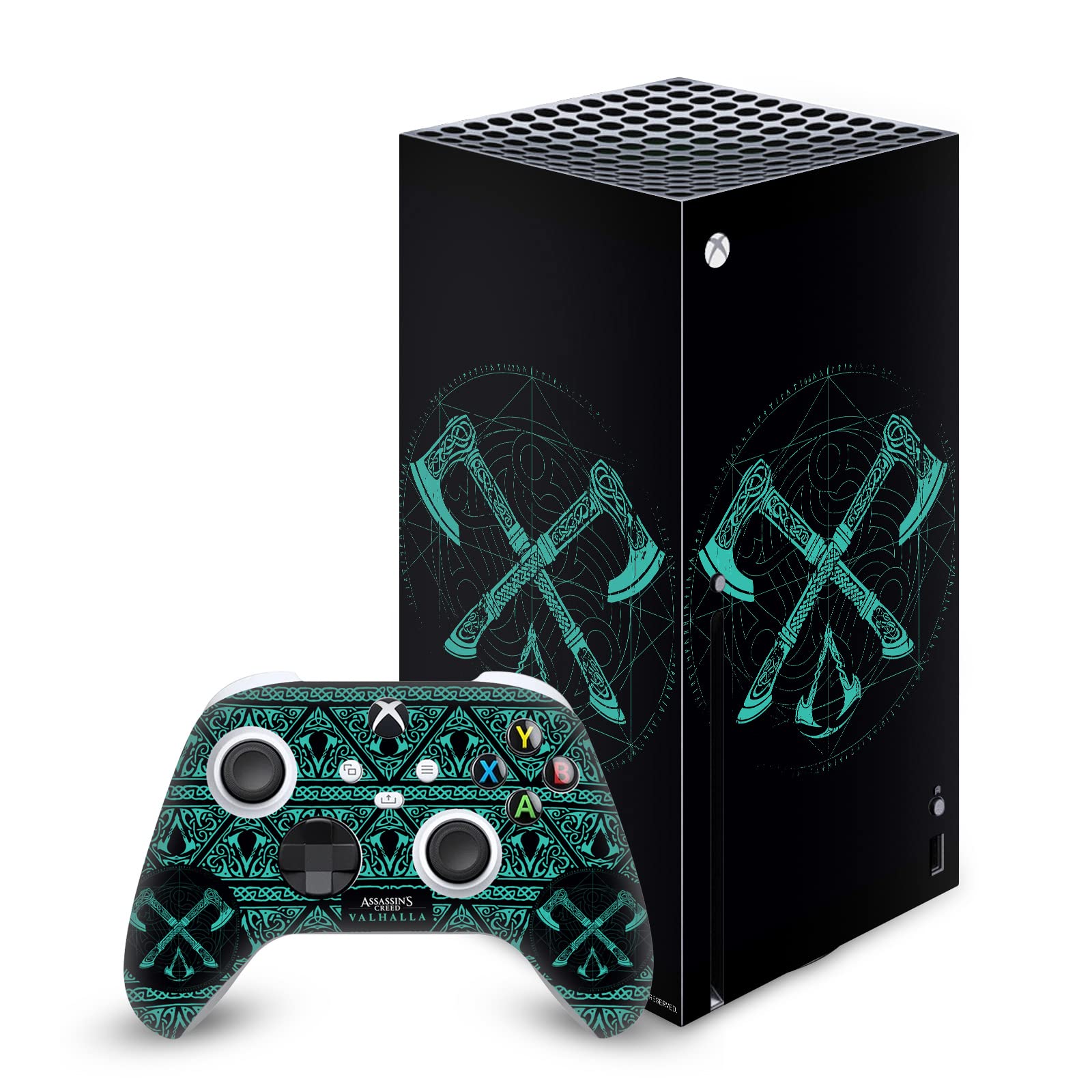 Head Case Designs Officially Licensed Assassin's Creed Dual Axes Valhalla Key Art Vinyl Sticker Gaming Skin Decal Cover Compatible with Xbox Series X Console and Controller Bundle