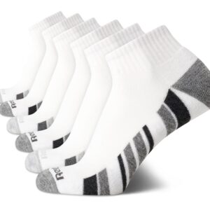 Reebok Men's Quarter Socks - 6 Pack Cushion Quarter Cut Ankle Socks for Men - Breathable Men's Athletic Socks (Size 6-12.5), Size 6-12.5, White