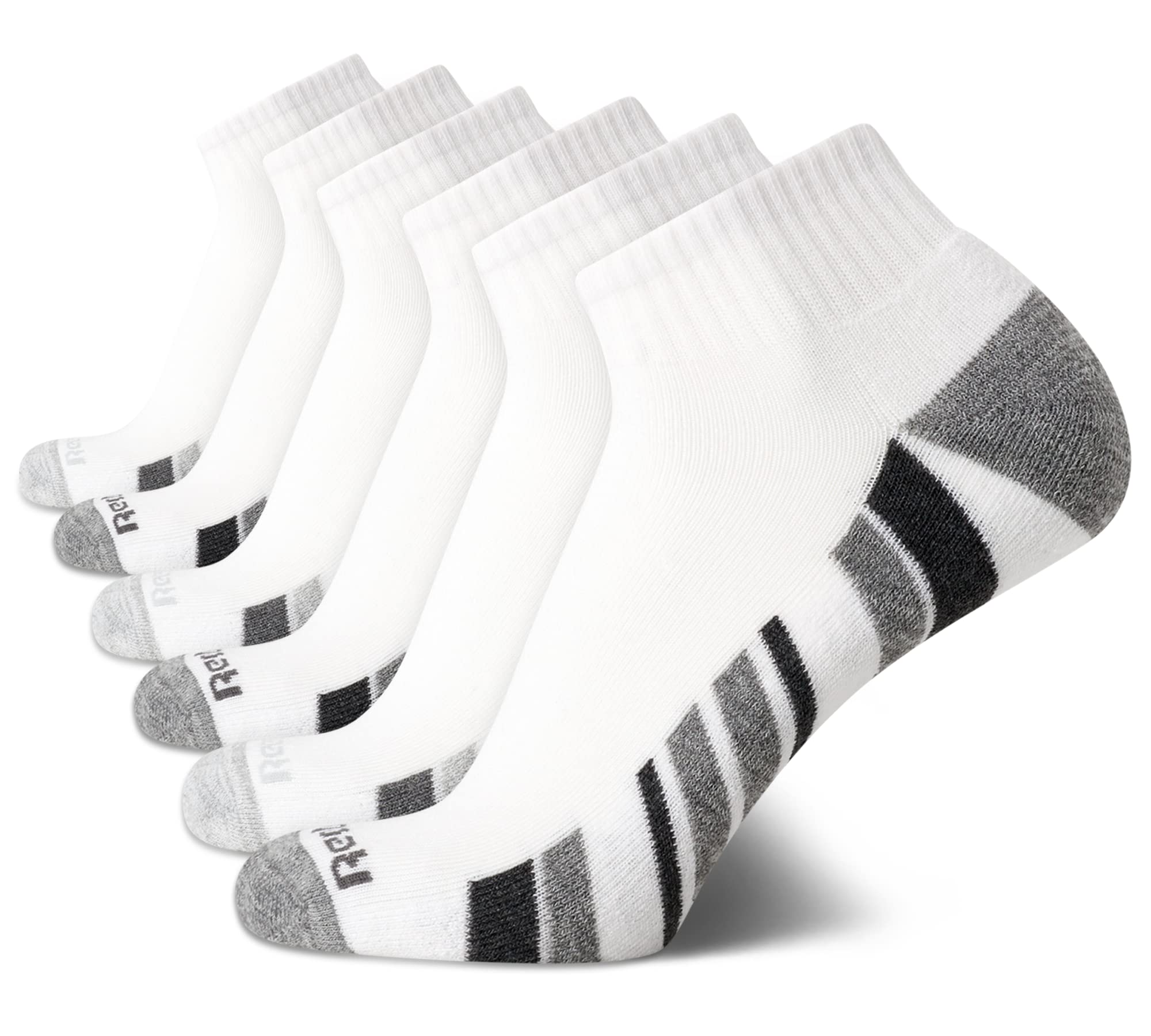 Reebok Men's Quarter Socks - 6 Pack Cushion Quarter Cut Ankle Socks for Men - Breathable Men's Athletic Socks (Size 6-12.5), Size 6-12.5, White