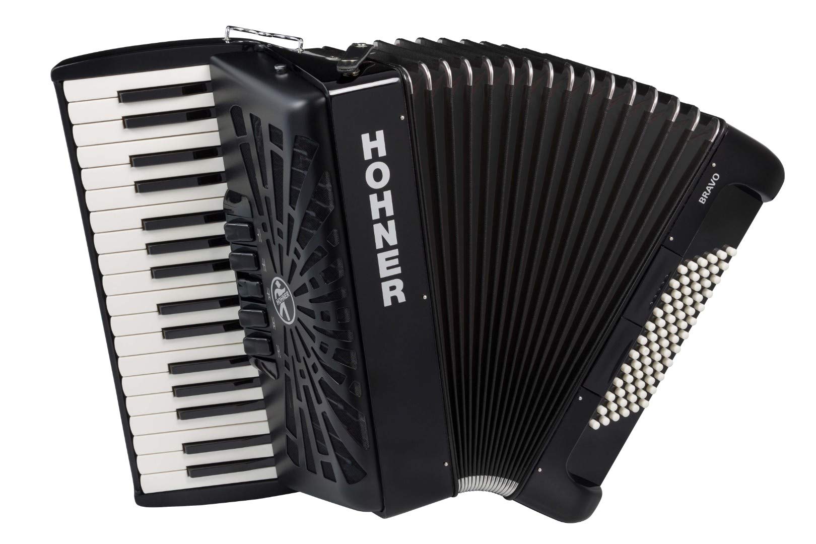 Hohner Bravo III 72 Chromatic Piano Key Accordion - Jet Black