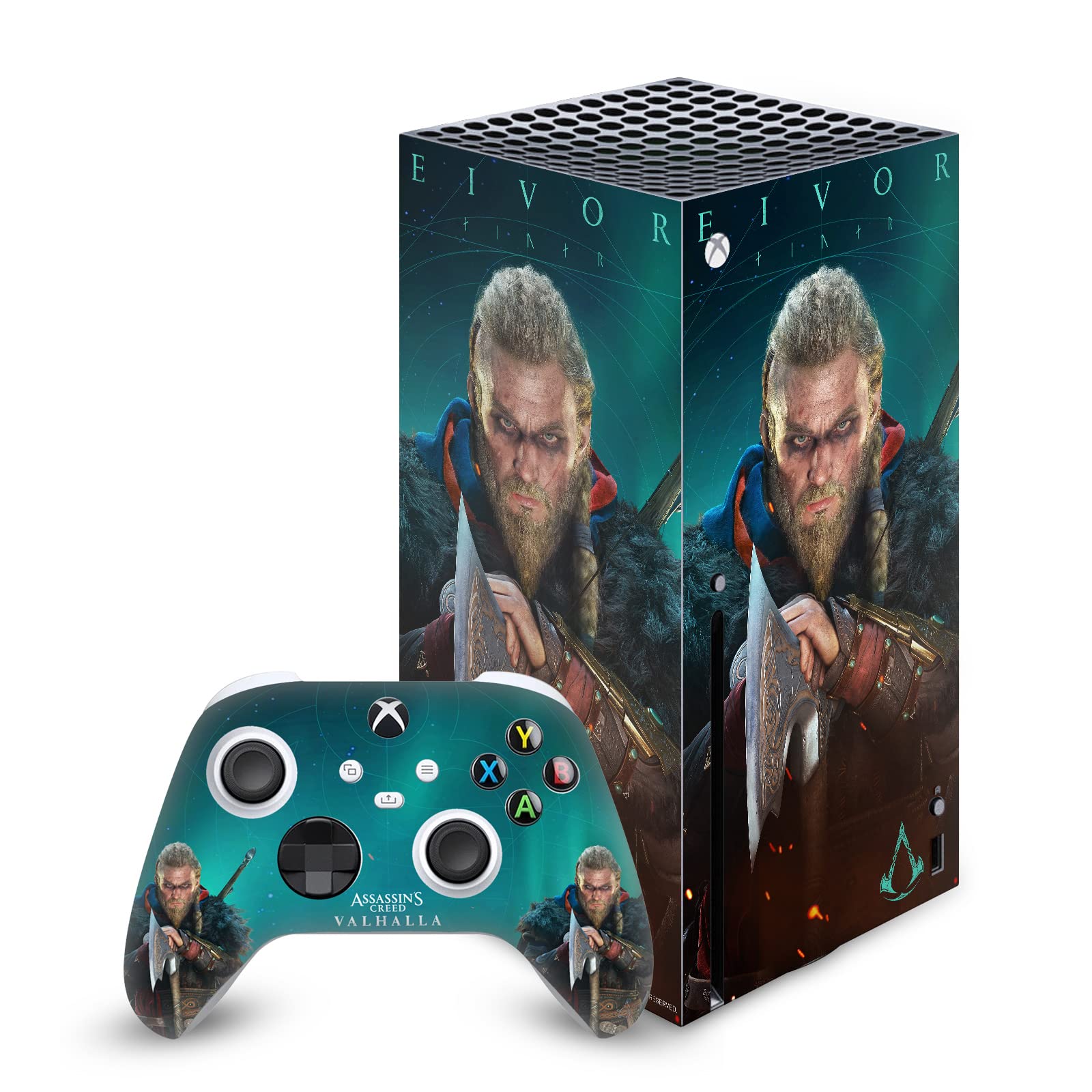 Head Case Designs Officially Licensed Assassin's Creed Male Eivor Valhalla Key Art Vinyl Sticker Gaming Skin Decal Cover Compatible with Xbox Series X Console and Controller Bundle