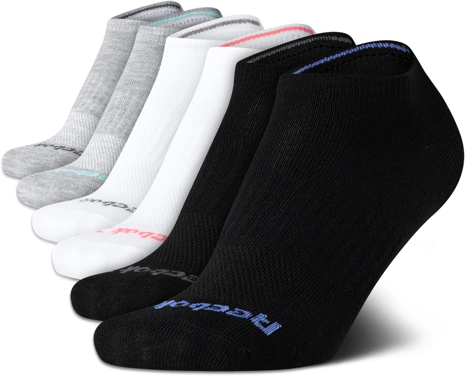 Reebok Women's Athletic Socks - Performance Low Cut Socks (6 Pack), Size 4-10, White/Black/Grey