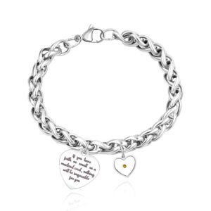 cool stainless chunky thick large link chain bracelet with faith mustard seed charm for men women length 7.9" * width 8mm (8mm-heart charm)