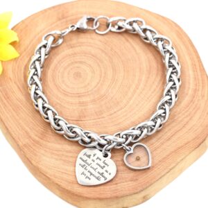 Cool Stainless Chunky Thick Large Link Chain Bracelet with Faith Mustard Seed Charm for Men Women Length 7.9" * Width 8mm (8mm-Heart Charm)