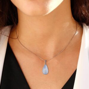 COAI 925 Sterling Silver Teardrop Birthstone Moonstone Crystal Necklace