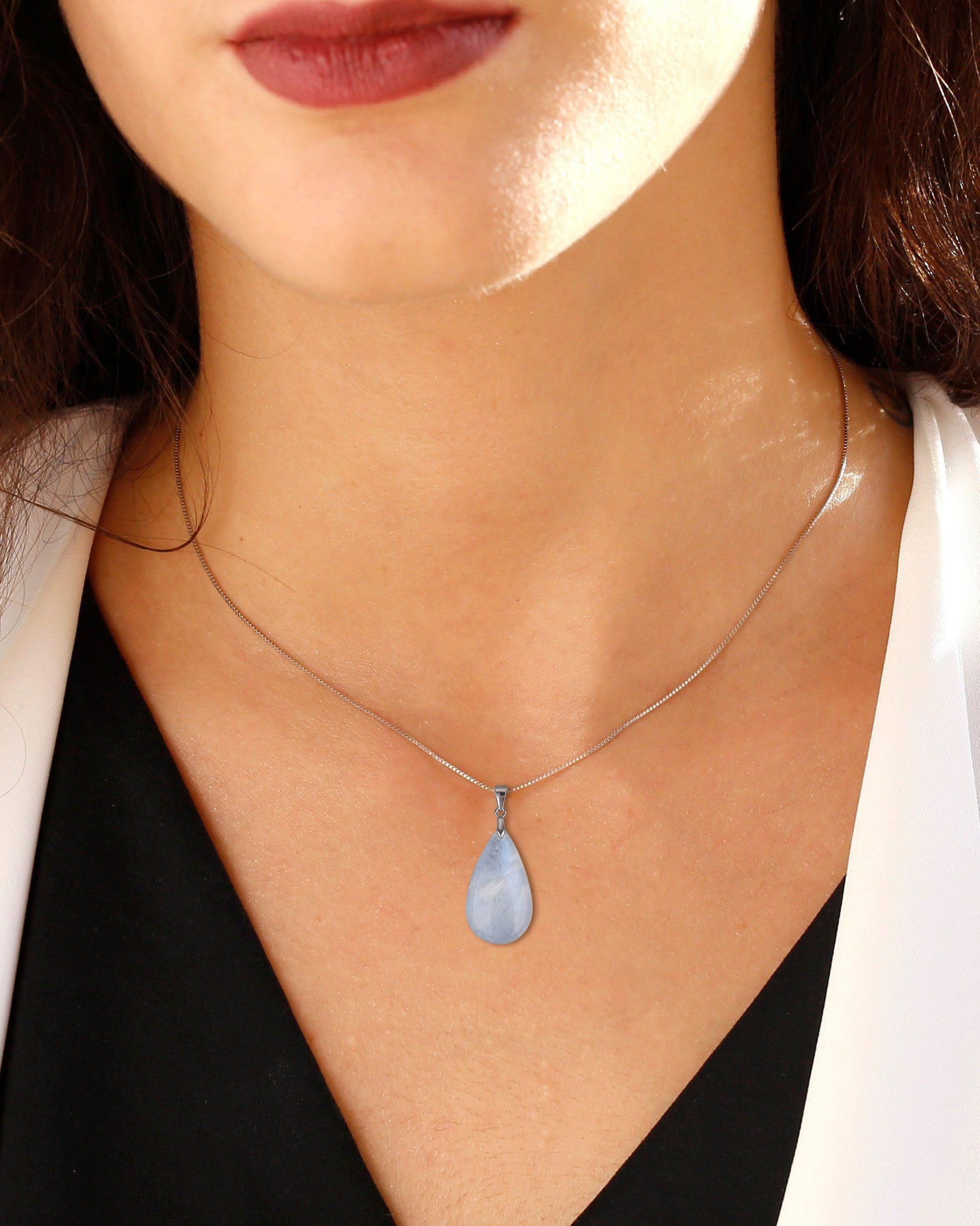 COAI 925 Sterling Silver Teardrop Birthstone Moonstone Crystal Necklace