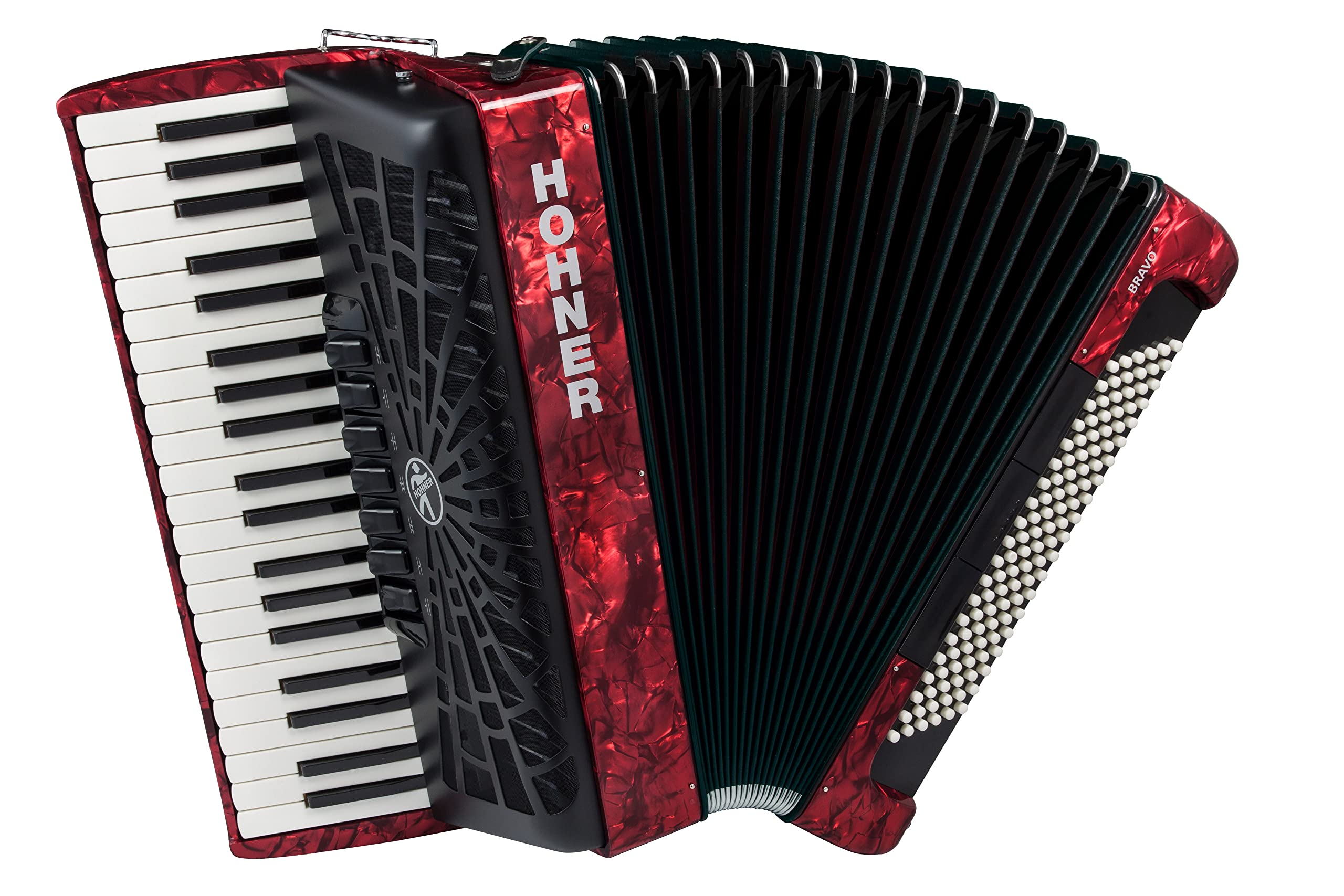 Hohner Bravo III 120 Chromatic Piano Key Accordion - Pearl Red