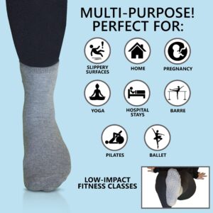 Own It OT 2 Pairs Non Slip Yoga Socks with Grips for Pilates, Yoga Athletic Socks for Barre Ballet, Barefoot, Workout Socks, Hospital Anti Skid Socks for Women and Men (Gray)