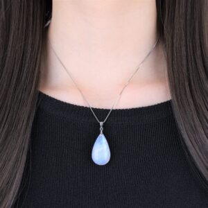 COAI 925 Sterling Silver Teardrop Birthstone Moonstone Crystal Necklace