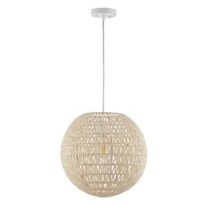 JONATHAN Y JYL6503B Luna 15.75" 1-Light Bohemian Modern Woven Rattan/Iron LED Pendant Farmhouse Coastal Adjustable Dining Room Living Room Kitchen Island Foyer Bedroom Hallway, Cream/White