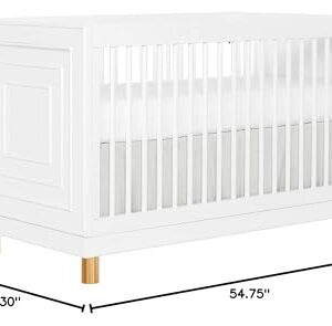 Evolur Loft Art Deco 3-in-1 Convertible Crib in White with Gold Hardware, Greenguard Gold Certified, 3 Mattress Height Settings, Features Rounded Spindles, Converts to Toddler Bed & Daybed