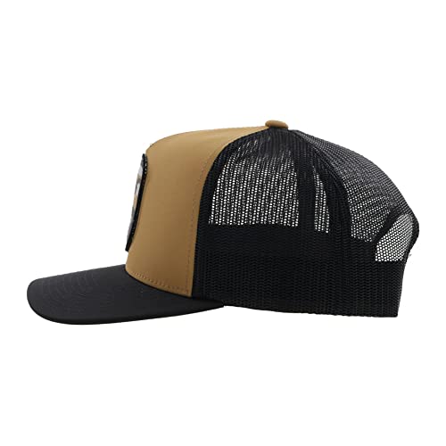 HOOEY Cheyenne Adjustable Snapback Mesh Trucker Patch Hat (Tan/Black)