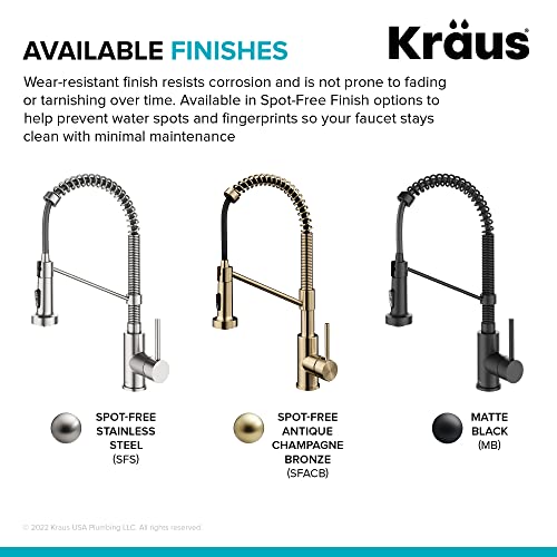 KRAUS Bolden Touchless Sensor Commercial Style 2-Function Single Handle Pull-Down Kitchen Faucet in Spot-Free Antique Champagne Bronze, KSF-1610SFACB