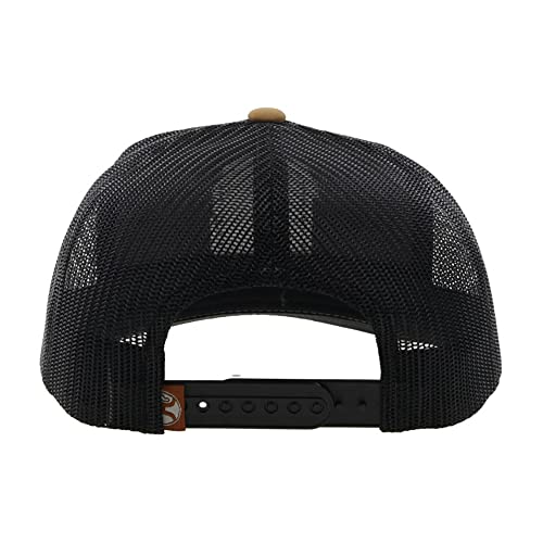 HOOEY Cheyenne Adjustable Snapback Mesh Trucker Patch Hat (Tan/Black)