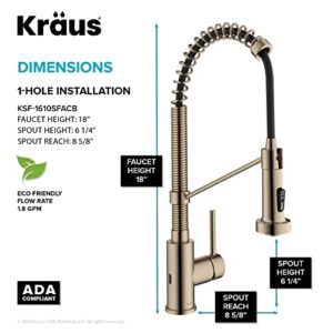 KRAUS Bolden Touchless Sensor Commercial Style 2-Function Single Handle Pull-Down Kitchen Faucet in Spot-Free Antique Champagne Bronze, KSF-1610SFACB