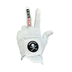 SHANKITGOLF You Suck Funny Golf Glove - Pro Made Cabretta Leather Glove for Men and Women, Breathable, Lasting Grip, Soft, Golf Gift