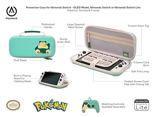 PowerA Protection Case for Nintendo Switch OLED Model, Nintendo Switch or Nintendo Switch Lite - Pokémon: Snorlax & Friends