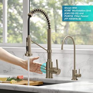 KRAUS Bolden Touchless Sensor Commercial Style 2-Function Single Handle Pull-Down Kitchen Faucet in Spot-Free Antique Champagne Bronze, KSF-1610SFACB