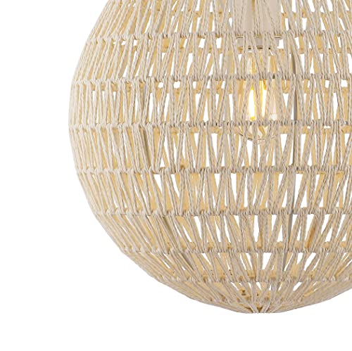 JONATHAN Y JYL6503B Luna 15.75" 1-Light Bohemian Modern Woven Rattan/Iron LED Pendant Farmhouse Coastal Adjustable Dining Room Living Room Kitchen Island Foyer Bedroom Hallway, Cream/White