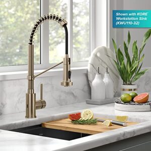 KRAUS Bolden Touchless Sensor Commercial Style 2-Function Single Handle Pull-Down Kitchen Faucet in Spot-Free Antique Champagne Bronze, KSF-1610SFACB