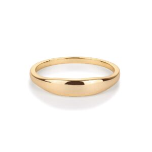 PAVOI 14K Gold Plated Signet Ring | Bands for Women (Yellow Plated, 7)