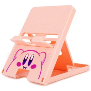 tscope cute switch stand for nintendo, pink kawaii anime switch lite holder bracket, adjustable foldable portable compact play stand for switch oled