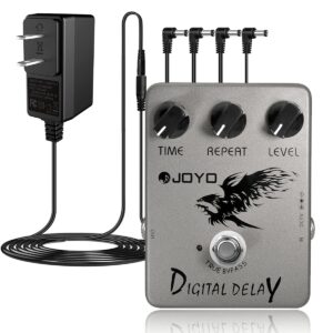 joyo jf-08 digital delay pedal bundle with dc 9v pedal power supply (800ma -1a) ac adapter