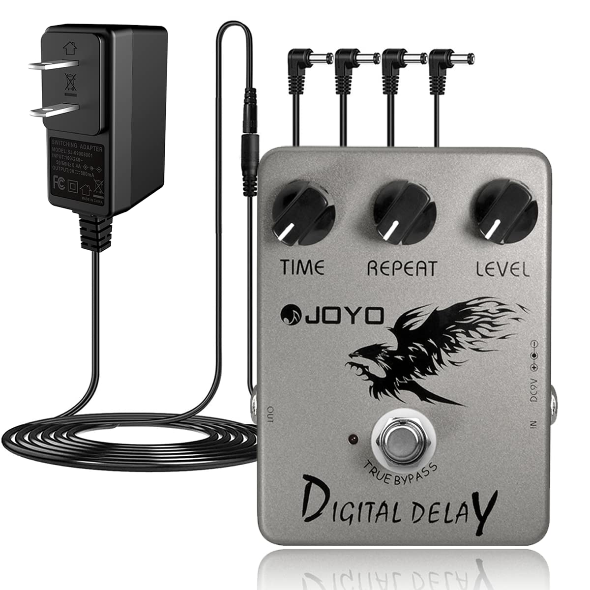 JOYO JF-08 Digital Delay Pedal Bundle with DC 9V Pedal Power Supply (800mA -1A) AC Adapter