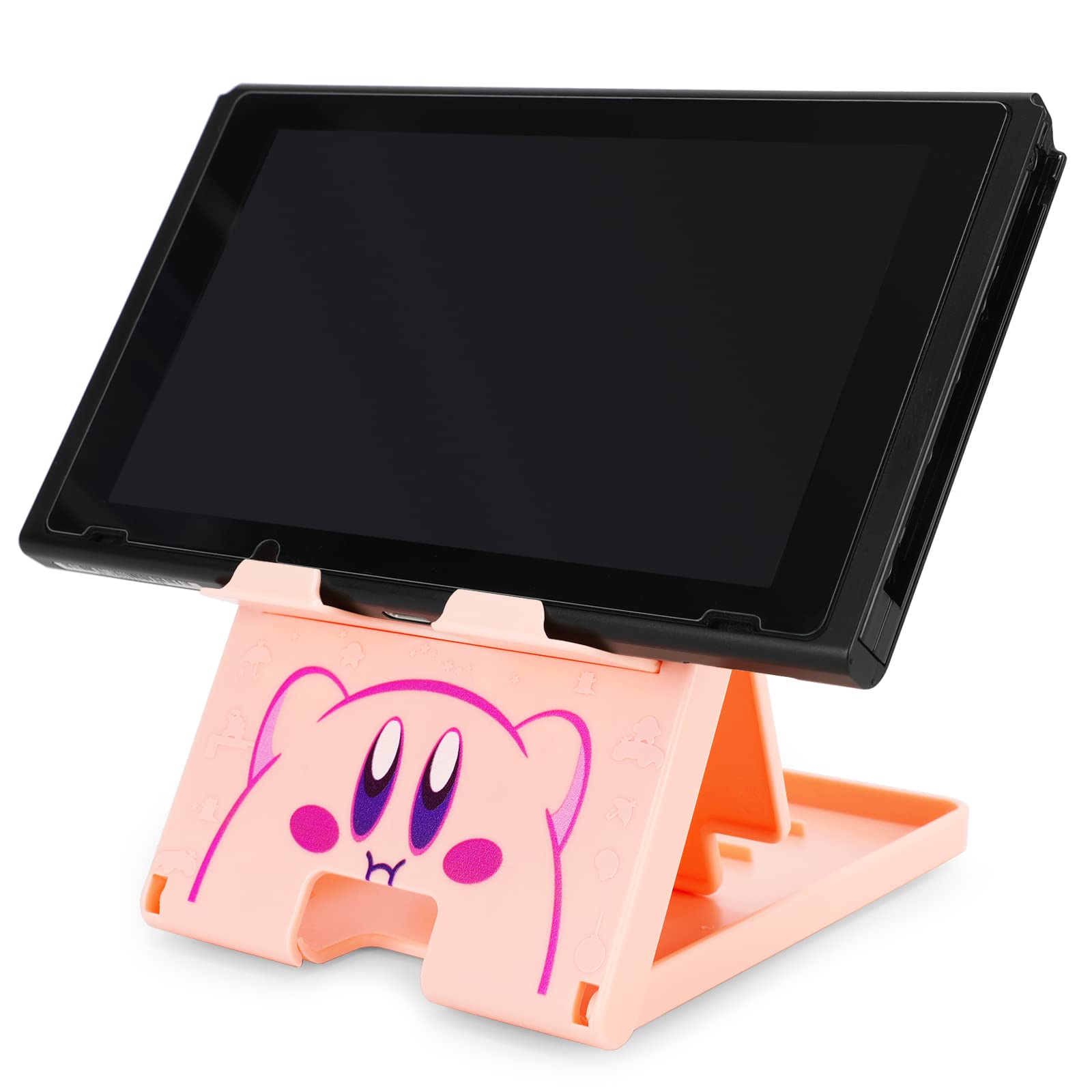 Tscope Cute Switch Stand for Nintendo, Pink Kawaii Anime Switch Lite Holder Bracket, Adjustable Foldable Portable Compact Play Stand for Switch OLED