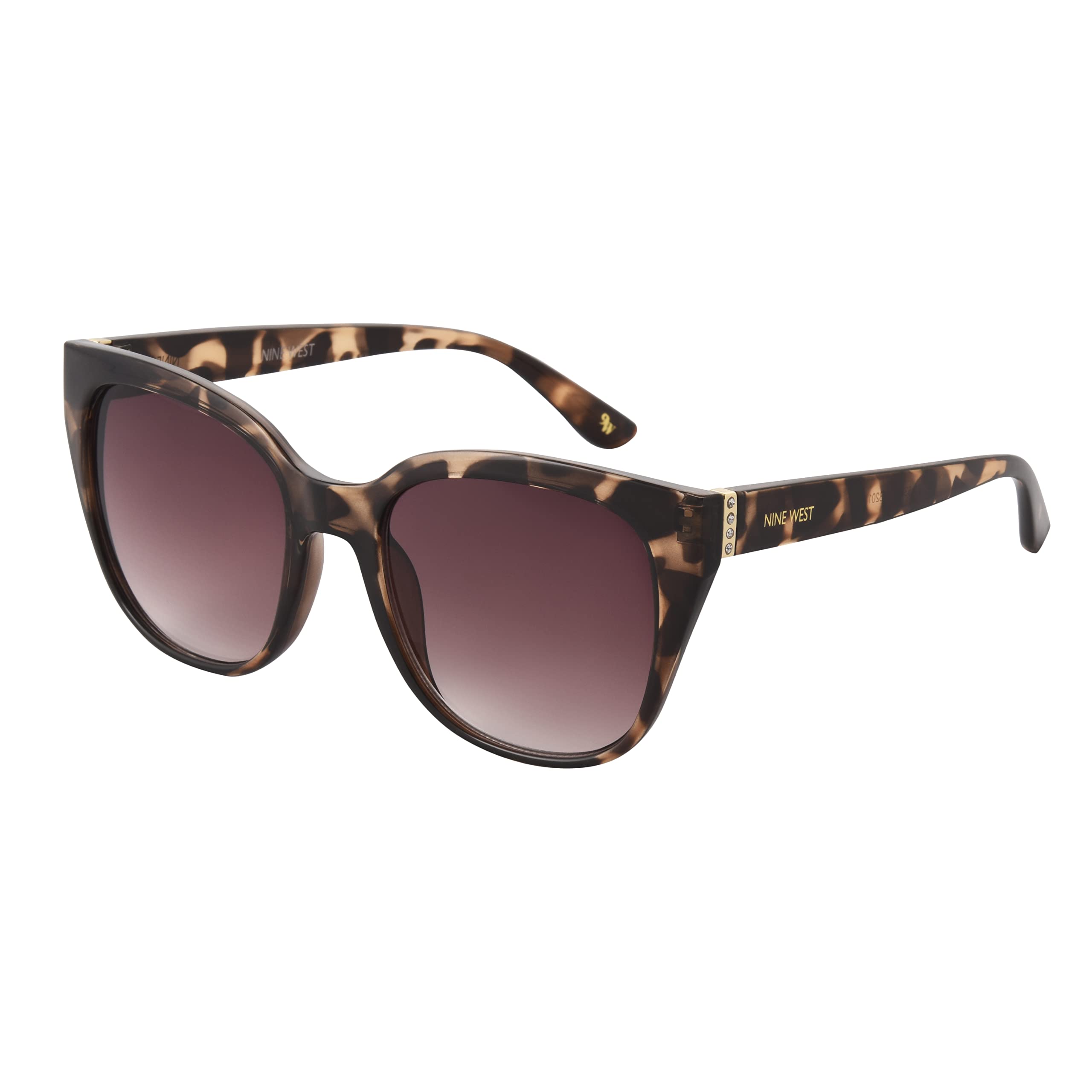 Nine West Women's Shayna Sunglasses Cat Eye, Brown Tortoise, 52mm