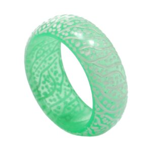 HUASAI Venus Orb Ring for Men Cute Glow Ring Resin Acrylic Finger Ring for Women Cool Simple Luminous Ring for Boys Aesthetic Plastic Dainty Knuckle Ring for Teen Girls(Green Size 9)