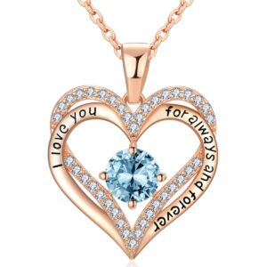 xiupen Lucktree I Love You Jewelry for Wife Birthday Gifts Ideas Necklace for Women Wife Her Girlfriend Birthday Anniversary Christmas Valentines Gift Mothers Day Gifts for Wife(Aquamarine-March)