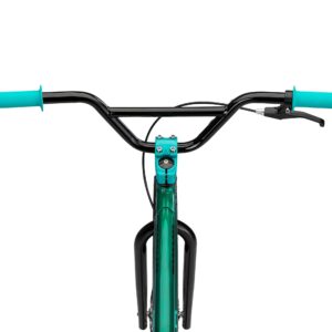 Mongoose Hooligan AL Adult BMX bike, 29x3-Inch Wheels, Lightweight Aluminum Frame, Single Speed, Disc Brakes, Green