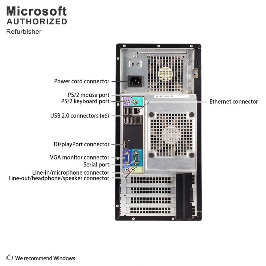 Dell Optiplex High Performance Desktop Computer Tower, Intel Quad Core i7 Processor up to 3.8GHz, 16GB RAM, 512GB SSD, DVD, WiFi, VGA, DP, Windows 10 Pro 64 Bit-Multi-Language En/Sp/Fr(Renewed)