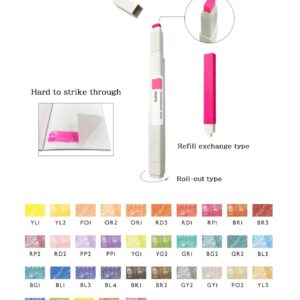 Kokuyo Japan Graphic Marker PASTA 30 Color Set Aqueous For Drawing KE-SP15-30 With Kanji LOVE Sticker, 5.19x0.35x0.43 in