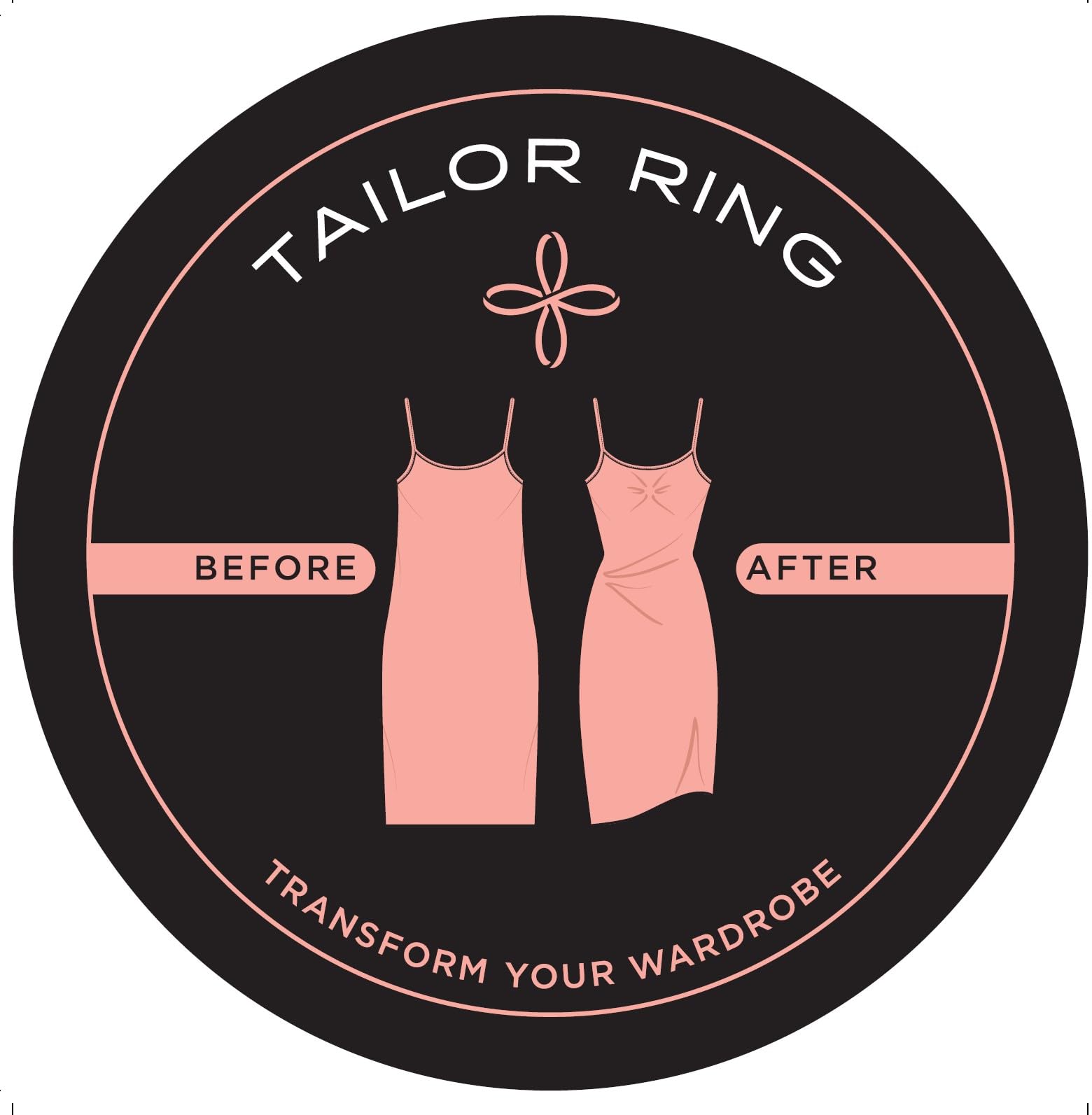 Tailor Ring - Invisible Clothing Accessory to Cinch Shirt, Dress, Skirt, Scarf for a custom tailored fit. Set includes 8 rings-4 sizes. Replaces Cinch Clips, Dress Clips,Crop Tuck