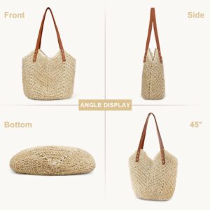 Straw Bag for Women Summer Beach Soft Woven Tote Bag Large Rattan Shoulder Bag for Vacation