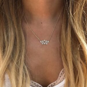 Tasiso 14K Gold Lotus Flower Necklace for Women Dainty Meditation Symbol Lotus Pendant Yoga Necklace Minimal Everyday Jewelry Gift