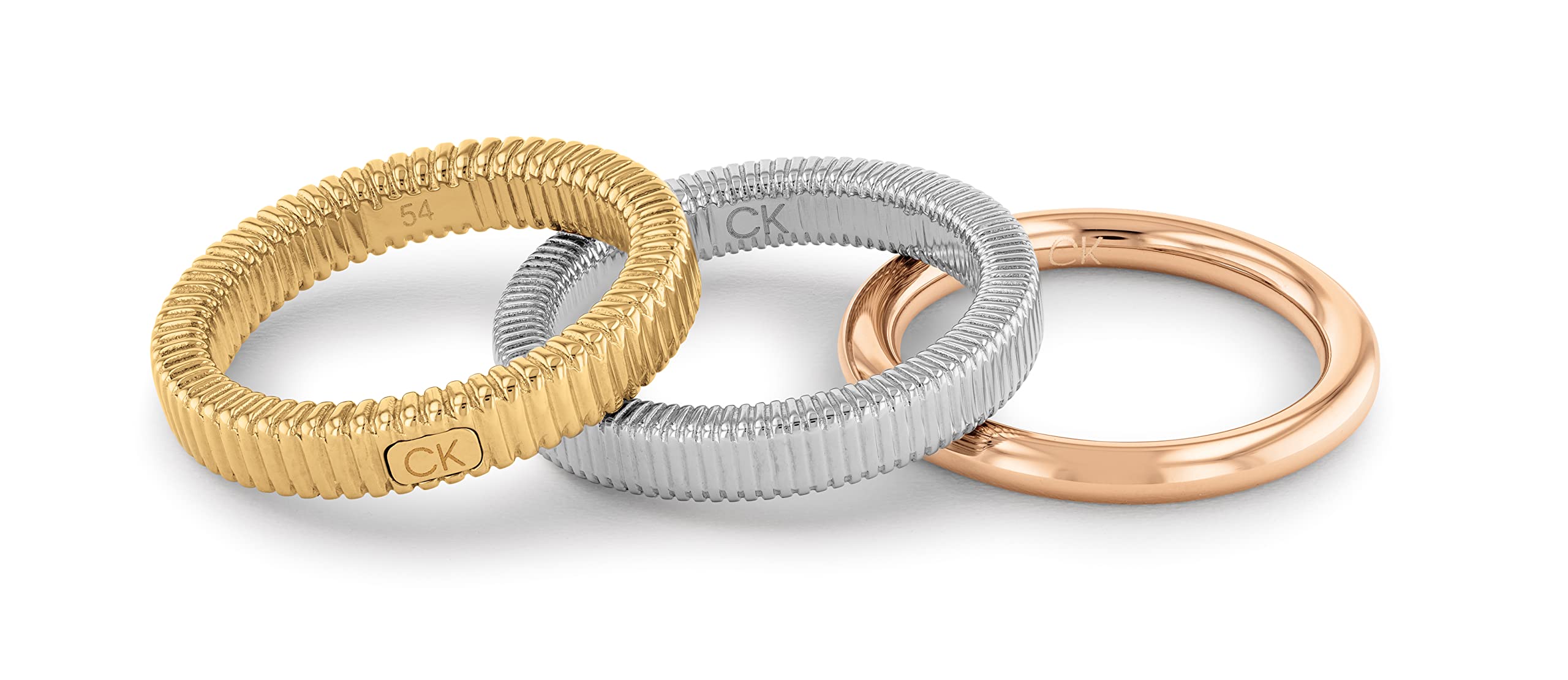 Calvin Klein Jewelry Women's Stackable Rings, Color: TRI Color Gold (Model: 35000027B)