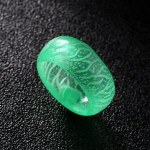 HUASAI Venus Orb Ring for Men Cute Glow Ring Resin Acrylic Finger Ring for Women Cool Simple Luminous Ring for Boys Aesthetic Plastic Dainty Knuckle Ring for Teen Girls(Green Size 9)