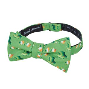 Jacob Alexander 2 Pc Set Men's St. Patrick's Day Leprechaun Hat Ireland Flag Diagonal Self-Tie Bow Tie Hanky Green