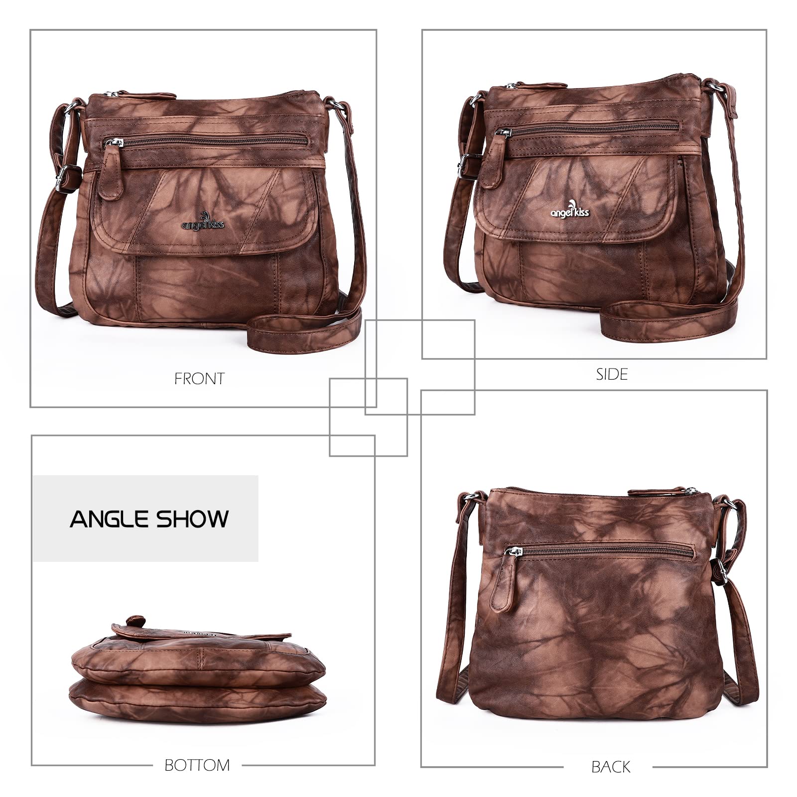 Angel Kiss Handbags for Women Soft PU Leather Large Hobo Bags for Ladies Top Handle Satchel Shoulder Bag Top Handle Satchel