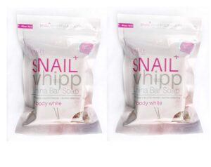 beauty vault 2 bars snail whipp lumina bar soap with snail serum, 120g each