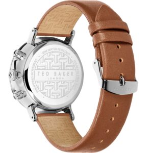 Ted Baker Men's Quartz Leather Strap, 20 Casual Watch (Model: BKPBAS2029I), Silver/Cream/Brown