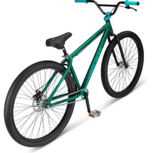 Mongoose Hooligan AL Adult BMX bike, 29x3-Inch Wheels, Lightweight Aluminum Frame, Single Speed, Disc Brakes, Green