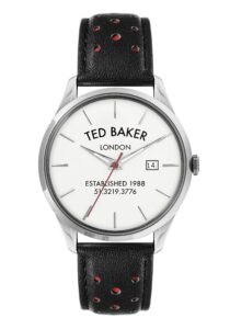 ted baker leytonn brogue black leather strap watch (model: bkplts2029i)