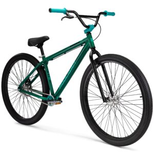 Mongoose Hooligan AL Adult BMX bike, 29x3-Inch Wheels, Lightweight Aluminum Frame, Single Speed, Disc Brakes, Green