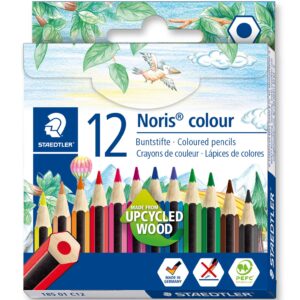 STAEDTLER 185 01 C12 Noris Colour Half-Length Pencils - Assorted Colours (Pack of 12)